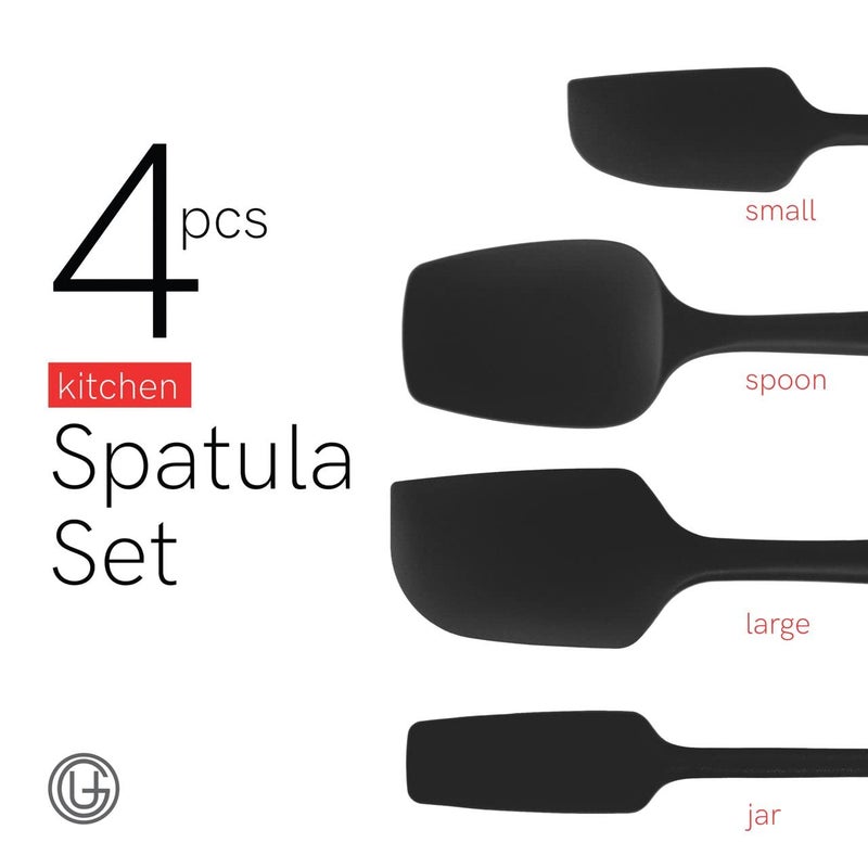 UpGood Silicone Spatula Set 600Â°F - High Heat Resistant Nonstick, Small and Large Kitchen Spatulas - Flexible BPA Free Professional Grade Cookware - Utensils for Cooking, Baking, Mixing(4 Pcs, Black) - Image 3